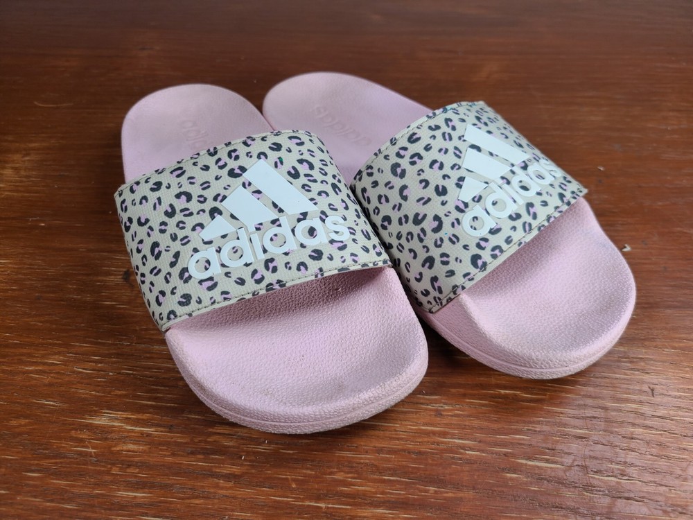 Adidas Adilette Showerpink Leopard Slip On Sandal Slides Youth Size 3