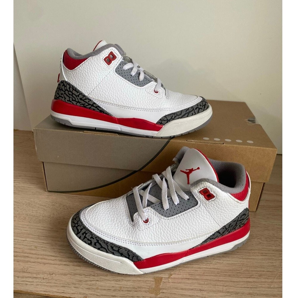 Nike Air Jordan 3 Retro Fire/Red Cement Kids Sneakers DM0966-160- SZ 2.5 Y