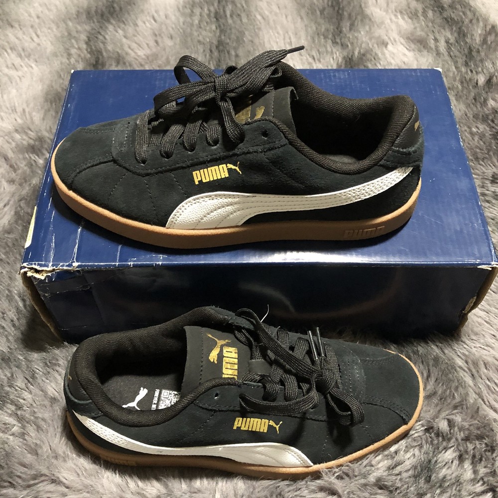 PUMA Kids Suede Leather Black and White Gum Sneakers Size 4.5 NWOT No Box