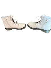 Dr. Martens Beige Leather Combat Boots Lace-Up Zipper kids Size 4