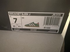 adidas Breaknet Sleek J Unisex Low Top Suede Sneaker Green Pink US 7