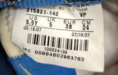 Nike 315931-142 white/blue low top lace up Shoes SZ 5.5 Youth leather upper
