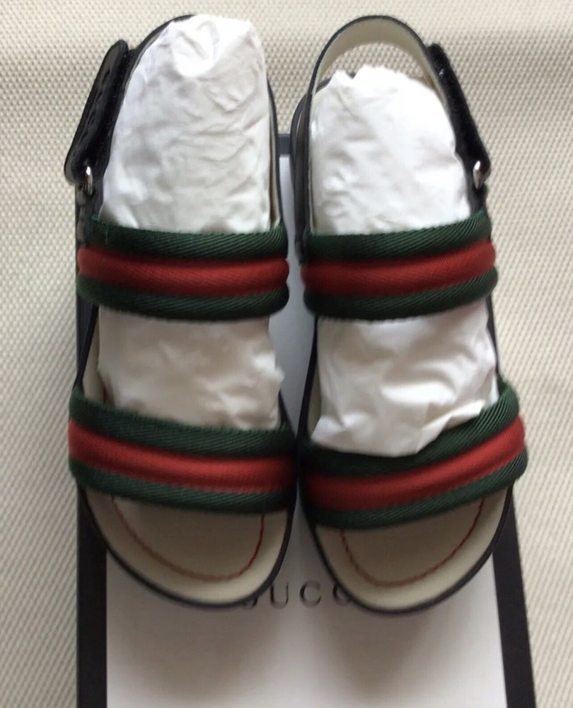 Authentic Gucci Kids Sandals Made in Italy Classic Red & Green Size 30 And 31