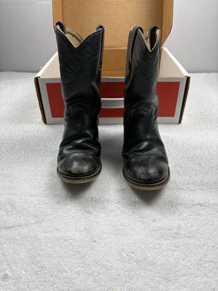 *Vintage* 80s 90s Justin Cowboy Boots Youth Boys Girls 11 B Black