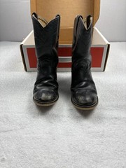 *Vintage* 80s 90s Justin Cowboy Boots Youth Boys Girls 11 B Black