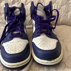 Nike Dunk High Men’s High Top Sneakers Purple/White Lace-Up Size 7Y
