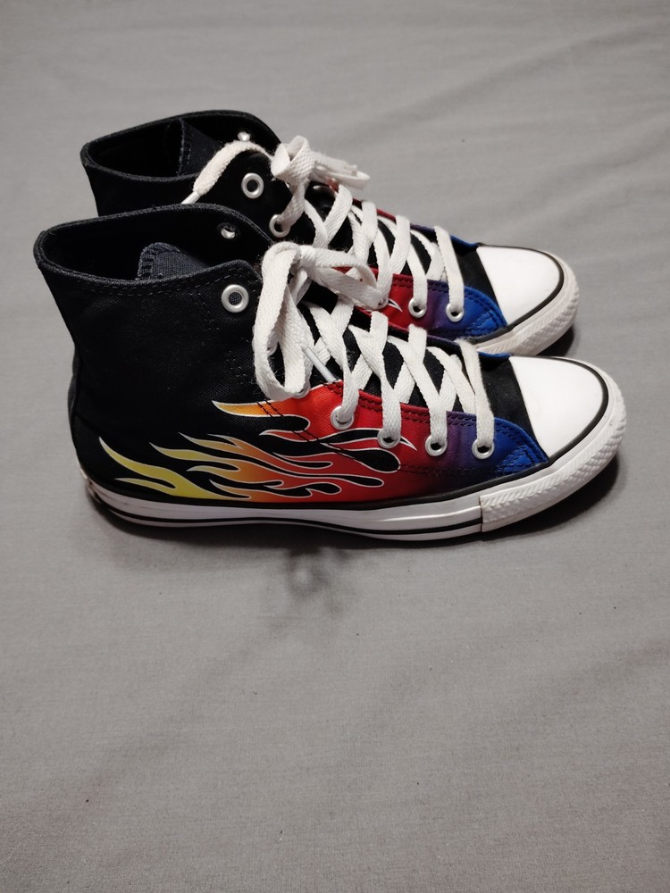Converse Chuck Taylor ‎Kids 4.5 Flame High Top Preppy Skater Artsy Boho Sneakers
