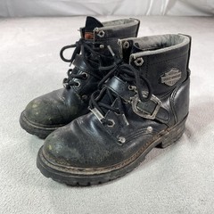 Harley-Davidson Boots Womens 5.5 Black Leather Biker Buckle Ankle Motorcycle