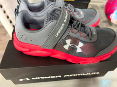Under Armour UA PS Assert 8 AC Kids 3Y Gray/Red Hook & Loop Mesh Sneaker
