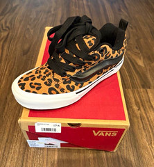 VANS Knu Skool Unisex Kids Leopard/Black Low Top Sneaker size 4.5 Juniors