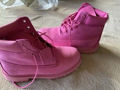 Timberland Premium Waterproof Pink Leather Lace Up Ankle Boots Kids 4.5