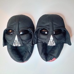 Star Wars Darth Vader Plush Slippers Kids Size L 2-3 Black 3D House Shoes Disney
