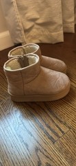 First Steps Kids Tan Suede Ankle Bootie Zip Lined Round Toe US 11