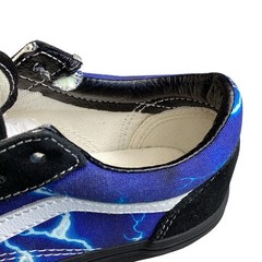 Vans Old Skool Lightning Kids 1.5 Blue Black Shoes Skate Sneakers Damage