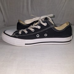 Black Canvas Low Top Converse All Star Shoes Boy Girl Youth Chuck Taylor US 2.5