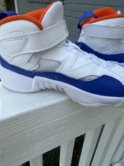 Jordan 6 Rings Unisex Kids Mid Top Sneakers Hook & Loop White Blue Orange 2Y