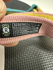 Teva Kids Original Universal Sandals with Blue, Pink, and Yellow Straps size 4