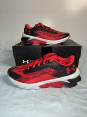 NIB Under Armour Kid Shoes Charged Scramjet Black Red Size 4.5 (GS) #school