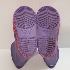 CROCS Kids Owl Bump It Rain Boot Sz 8C Purple Multi Pull On Waterproof 203516