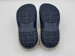 Crocs Youth Classic Lined Clogs Size J1 Blue Slip-on White Faux Fur Fuzzy & Warm