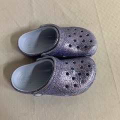 Crocs Classic Glitter Clogs Shoes Kids Size C13 Silver Sparkle Slip On Comfort