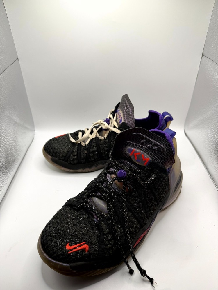 Kylian Mbappé x Nike LeBron 18 Youth 6.5 Sneakers Black Purple Basketball Shoes