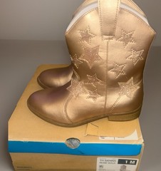 Thereabouts TH Sienna Kids Rose Gold Glitter Star Western Ankle Boots US 1M