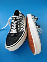 Vans Off The Wall Black & White Checker Skater Sneakers Size 5 Youth Unisex EC