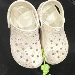Crocs Classic Glow Paint Splatter Clogs Unisex Kids C10 White Multi