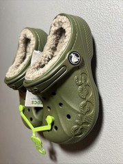 Original CROCS Baya Olive Army Green Clog with Plush Lining – Kids Size US C11