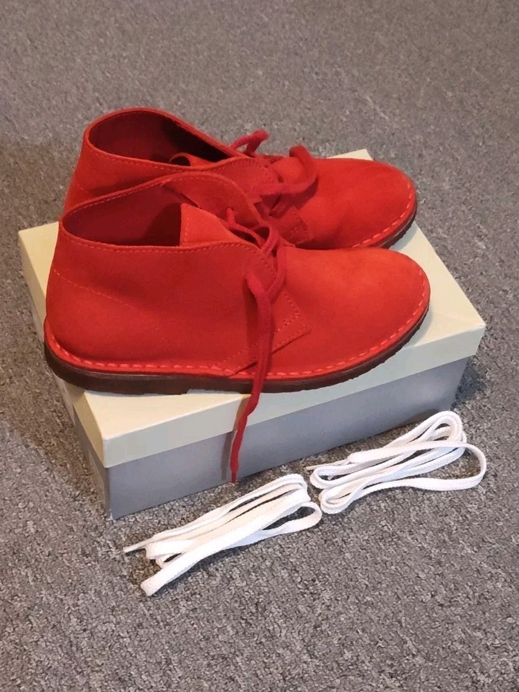 Crewcuts Suede Macalister Boots Kids Size K3 79394 Rhubarb Red Leather Upper