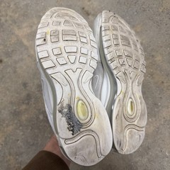 Nike Air Max 97 Triple White Metallic Silver Youth Shoes Sz 7Y (921522-104)