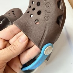 Crocs Clogs Kids Size 8 C8 Brown Blue Slip On Comfort Water Shoes Sandals