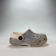Crocs Classic Glitter Clog White Sparkly Slip On Comfort Shoes 206992 Youth Sz 8