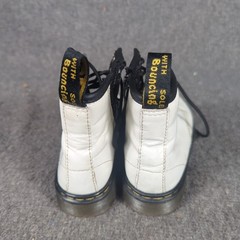 Dr Doc Martens Youth Size 10 Combat Boots White Leather Lace Up Side Zip 1460J