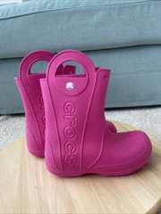 Crocs Candy Pink Handle It Rain Boot Kids Size c13 12803 Waterproof Lightweight