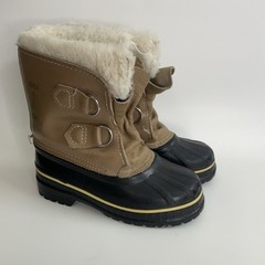 Sorel Yoot Pac Tan Leather Waterproof Winter Snow Boots Kids Size 11