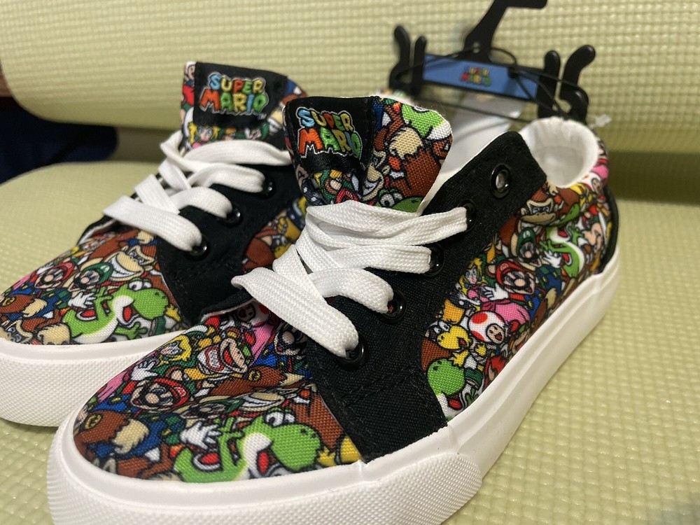 Nintendo Ground Up Super Mario Shoes Game Over Kids Size 5 FIVE Low Canvas Black