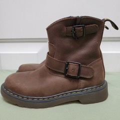 Dr. Martens Blip Jr Brown Leather Boots Kids Size 13, Biker Moto Style