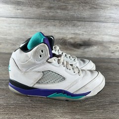 Nike Air Jordan 5 Retro Shoes Kids Size 2Y White Grape Teal Sneakers HQ1979-100