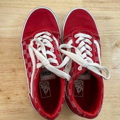 Vans Ward Checker Dot Sneakers Kids Red Canvas Lace-Up Low Top Comfort – 2
