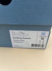 Toms Cordones Cupsole Drizzle Grey Chambray US Youth 12, Brand New w Box