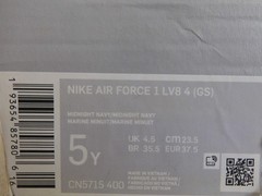 Nike Air Force 1 LV8 4 (GS) Midnight Navy Blue-White Sz 5Y [CN5715-400]