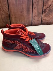 LL Bean Kids Red Blaze Knit High Top Shoes Sneakers youth sz 3 NWT