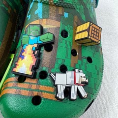 Crocs Minecraft Classic Clog K Light Up Green/Blue Pixel Kids J4 210830-90H