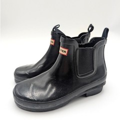 Hunter Original Gloss Chelsea Boots Unisex Kids‘ Black Size US 1B/G2 EU32
