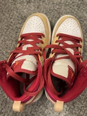 Nike Air Jordan 1 Mid White /Red/Beige Unisex Kids Athletic Shoes. 13,5 C.