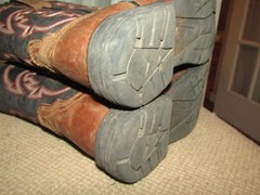 Justin Rush Junior Square Toe Black & Brown Western Boots JK4337 Youth sz 3.5 D