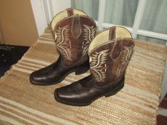 Unbranded Teen Brown Leather Square Toe Western Boots Youth sz 4.5 Mex 23.5