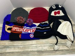 Beanie Bundle Lot Of 9 Boys Girls Unisex knit Winter Hats Caps Mix Colors